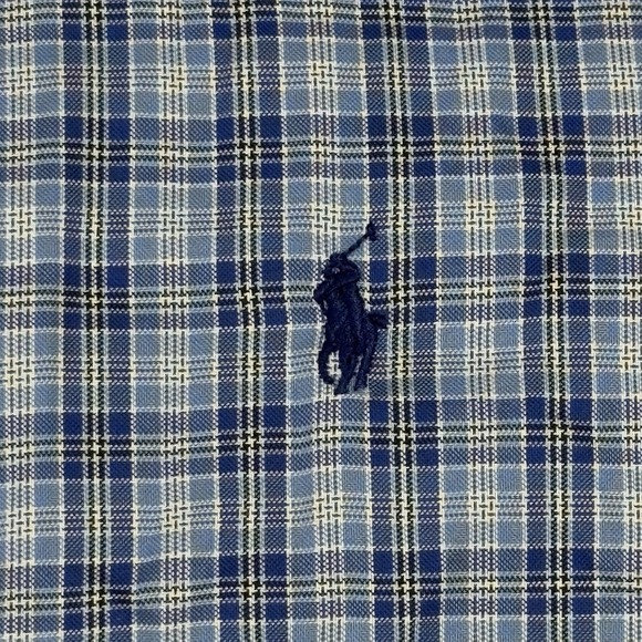 Ralph Lauren Shirt Men's L Blue Button‎ Front Down Long Sleeve Check Plaid - Picture 4 of 8